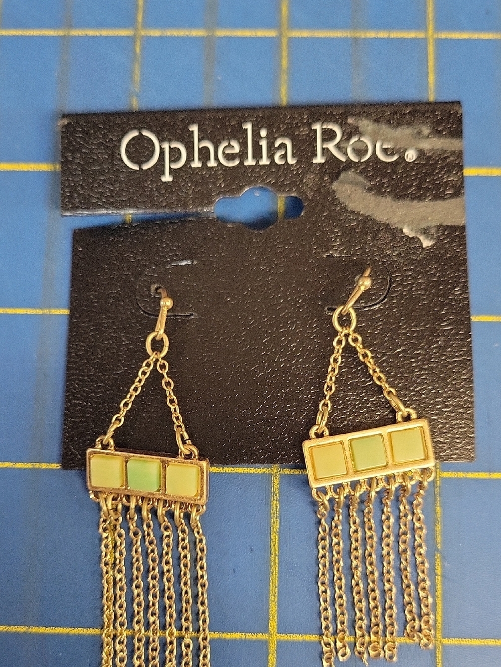 Ophelia Roe Silver Tone Tile Fringe Drop 2.5" Earrings